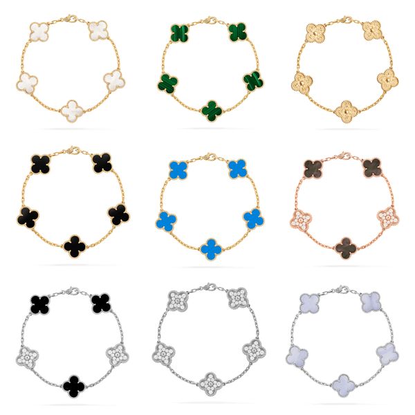 

fashion trend 925 silver boutique jewelry lucky ladies clover charm bracelets, Golden;silver