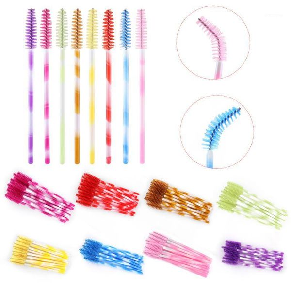 

50pcs/lot colorful handle disposable mascara wands applicator lashes nylon makeup brushes eyelash extension tool1