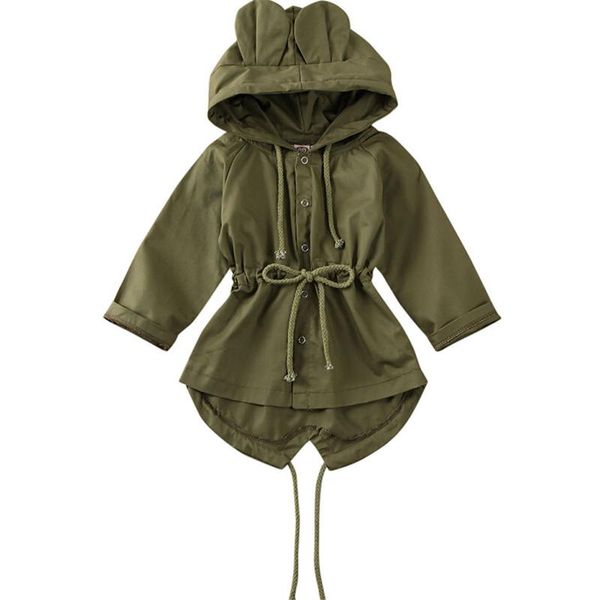 

cute toddler kids girl long sleeve solid button cotton hoodied outwear trench coat jacket clothes 1-5t, Blue;gray