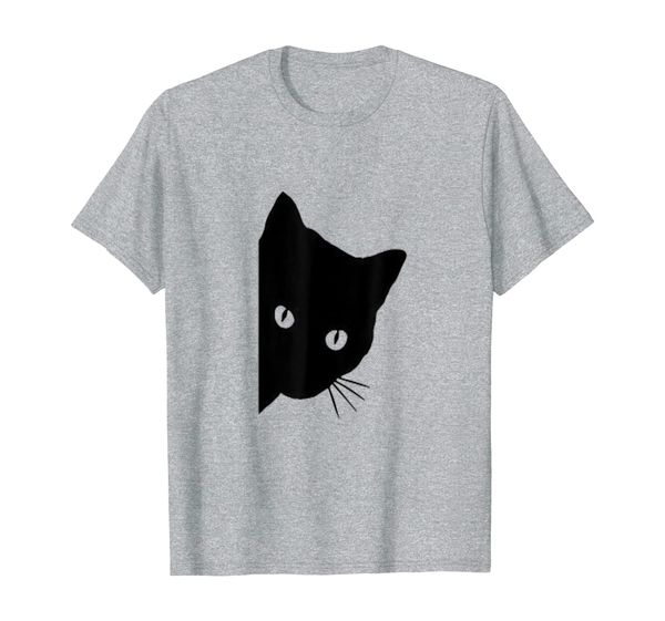 

peeping black cat funny tshirt, peeking kitten, gift idea t-shirt, White;black