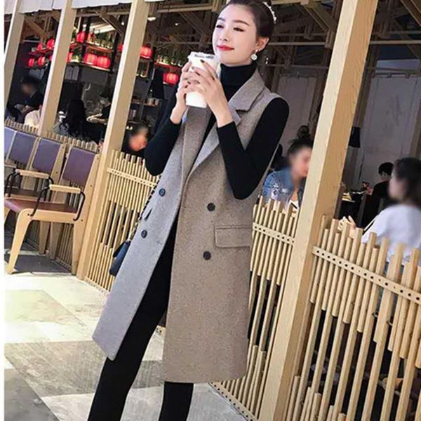 

women's vests 2021 spring classic long vest women elegant suit sleeveless jackets outerwear office lady slim waistcoat x37, Black;white