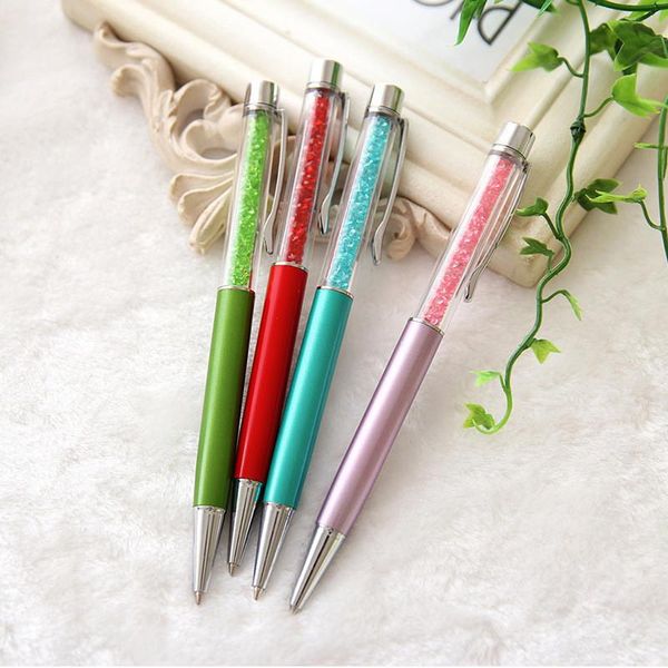 

ballpoint pens 14 colors crystal pen fashion creative stylus gold touch for writing stationery office & school black refill, Blue;orange