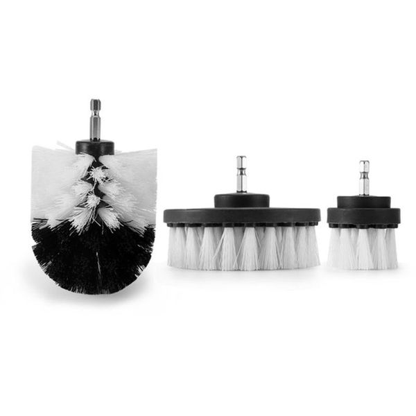 

car sponge 3pcs/set electric scrubber brush drill kit plastic round cleaning for carpet glass tires nylon brushes