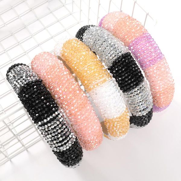 

hair clips & barrettes fashion two-color stitching acrylic headband women's wide-brimmed sponge creative jewelry accessories, Golden;silver