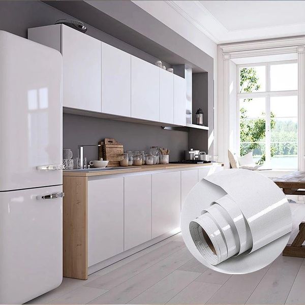 

wallpapers shiny white wall sticker paint flash pvc self adhensive kitchen cupboard door furniture diy stickers decorative films