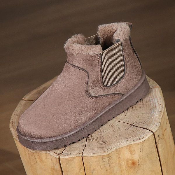 

boots winter women slip-on warm short plush ankle snow pu platform boot plus velvet women's cotton shoes, Black