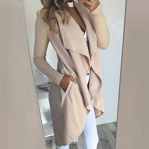 

women's vests 2021 autumn women fashion solid color long sleeve coat casual slim fit irregular turndown collar sweater knitted cardigan, Black;white