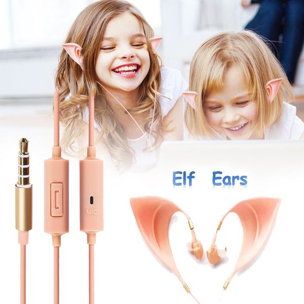 Sevimli Elf Kulakları Kulaklık Cosplay Ruh Peri HiFi Kulaklıklar 3.5mm Kulaklık Mikrofon ile Smartphone MP3 Kulaklıklar Sihirli Kulak Kulaklıklar Için