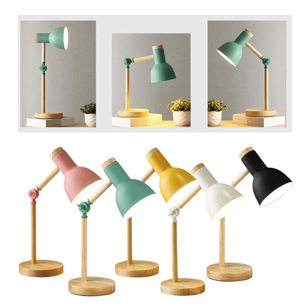 

table lamps stylish wooden iron multi-joint reading lamp task light eye protection