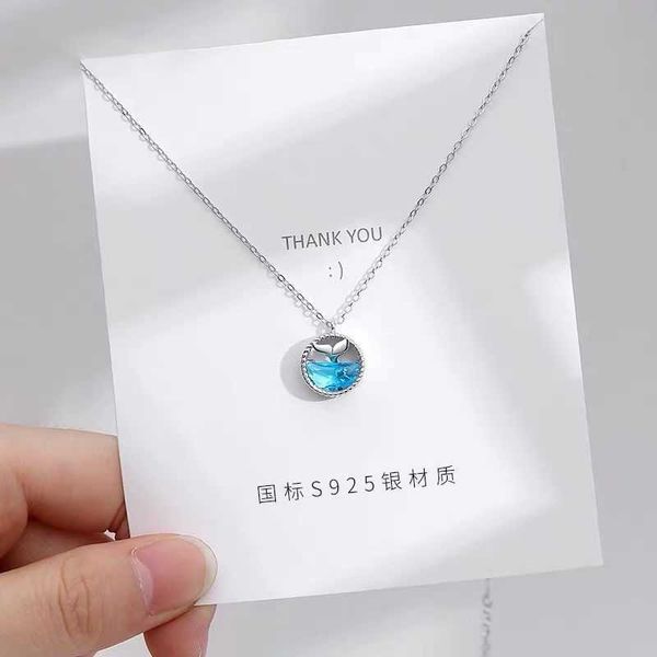 

s925 necklace, korean version, mermaid, tears, foam, clavicle chain, students are simple, fresh and immortal., Black