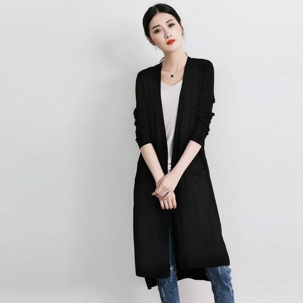 

women's sweaters ankle-length long cardigan ladies 2021 autumn fashion knit sweater women large coat casual black jacket winter clothin, White;black