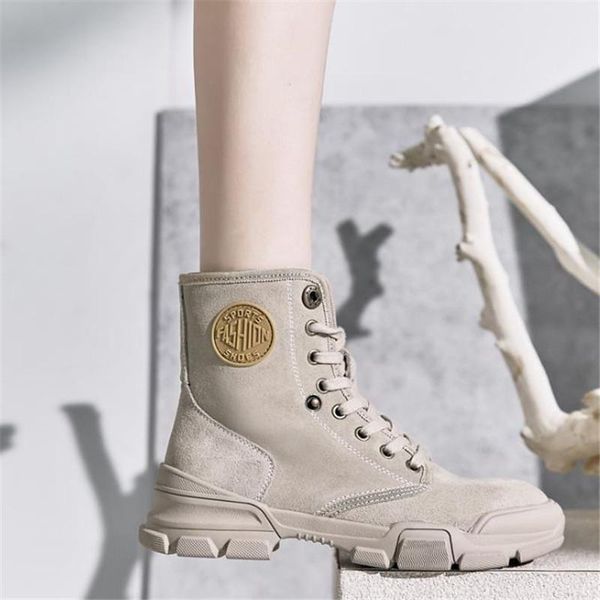 

boots smile circle winter ankle women suede leather sneakers fashion warm plush flat platform shoes for, Black