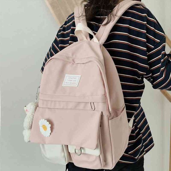 

college student ladies cute backpack women flower female harajuku school bags book kawaii nylon girl trendy bag fashion