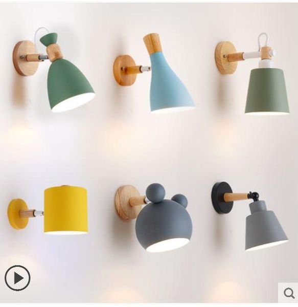 

wall lamp bedroom modern minimalist living room aisle background creative macaron nordic bedside