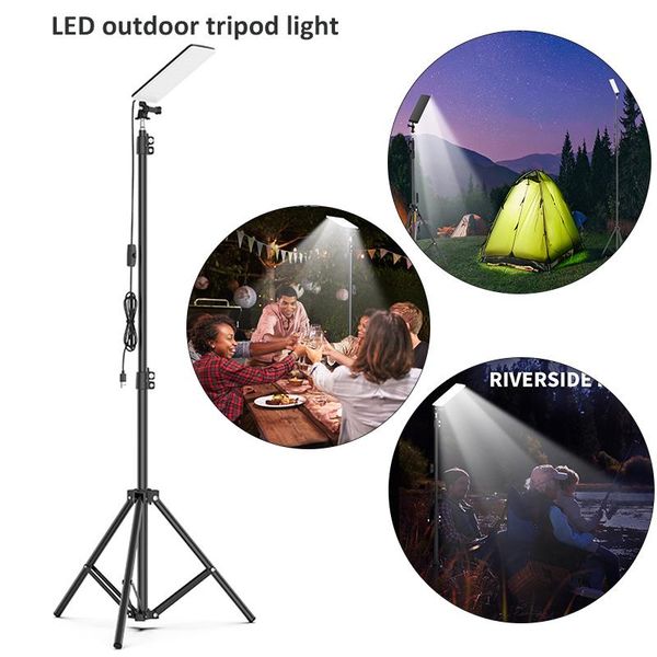 

portable outdoor camping light led bright adjustable usb rechargeable tripod bracket work for picnic lanterns