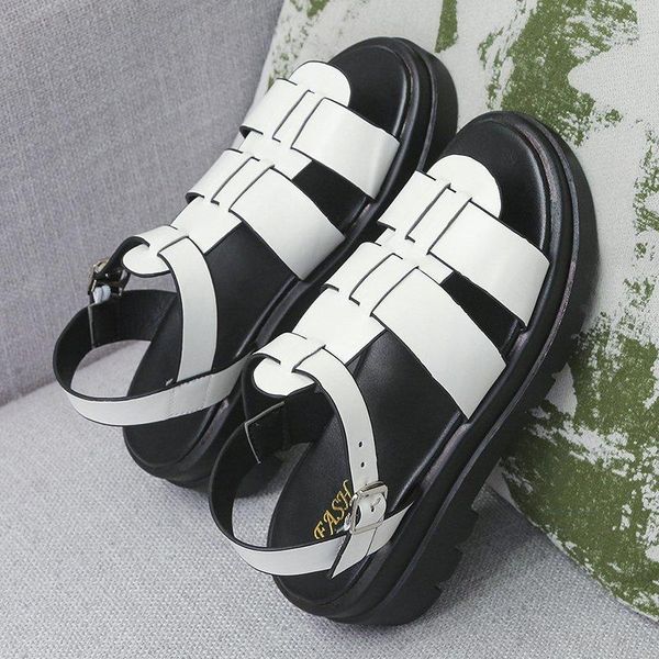 

summer 2021 women's sandals buckle flat student casual thick soled shoes, Black
