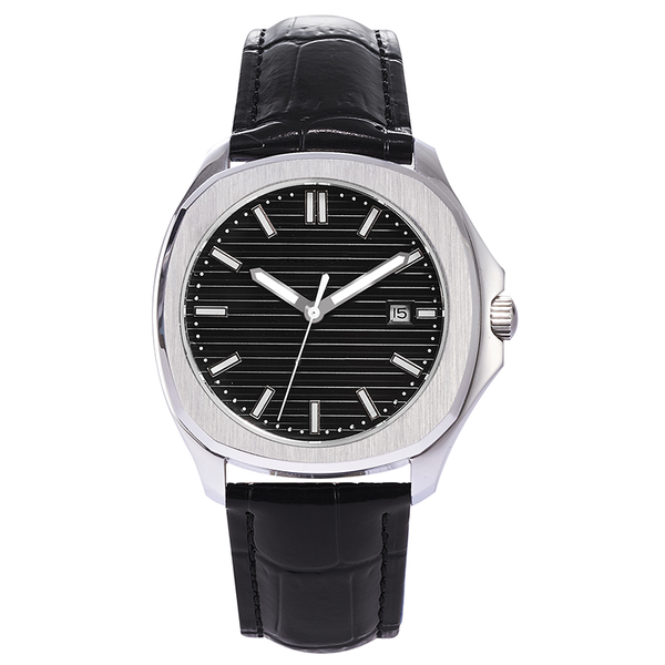 

100m water resistant 40mm black luminous dial men's luxury wristwatch miyota automatic watch sapphire crystal leather strap wristwatche, Slivery;brown