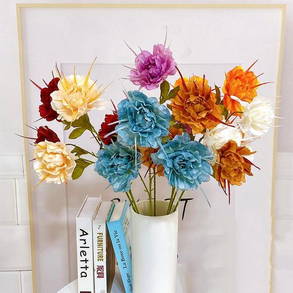 

decorative flowers & wreaths artificial flowers, 3 heads, single branch, 66cm long peony, home decoration, wedding scene arrangement, vase f