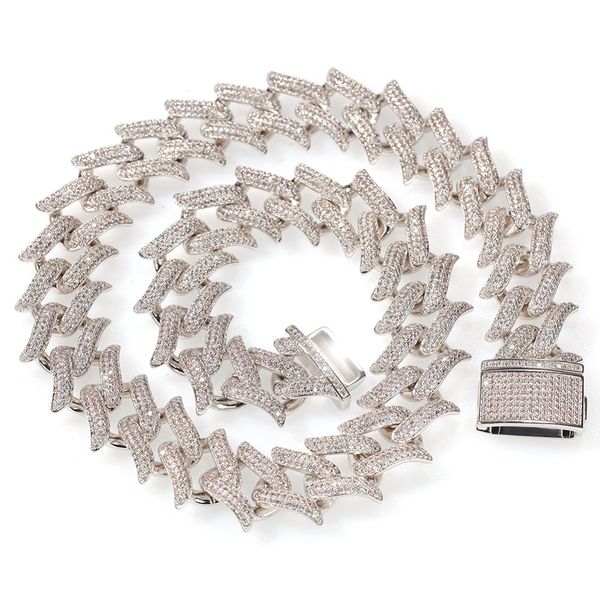 

iced out thorns cuban link chain silver mens gold chains necklace punk rock fashion hip hop jewelry 20mm 18inch