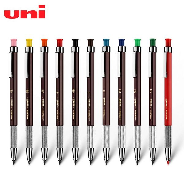 

ballpoint pens 1pcs uni automatic pencil 2.0 mh-500 metal pen holding hexagonal bar thick head art sketch drawing cartoon design for student, Blue;orange