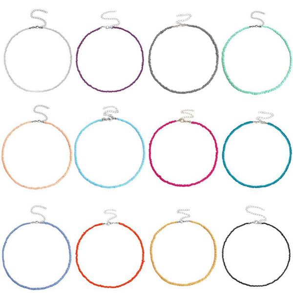 

sevenstone 28sstyle boho beads choker seed beaded necklace colorful bead necklaces for women jewelry gifts, Silver