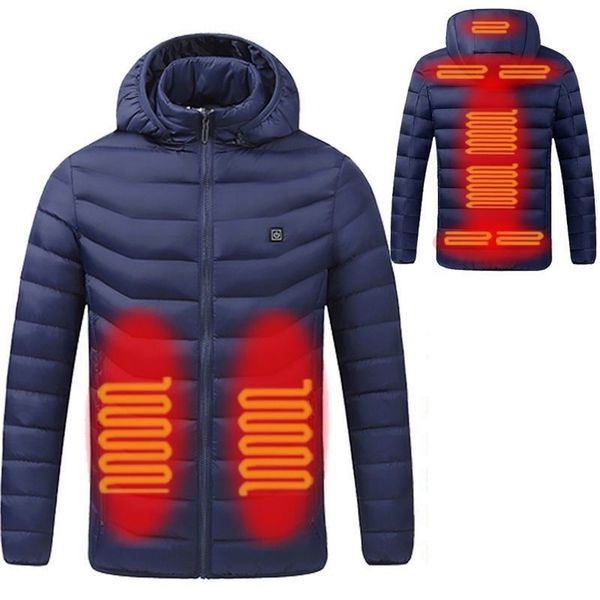 

zone 9 heating men winter warm usb heating jackets smart thermostat pure color hooded heated clothing waterproof warm jackets 210916, Black