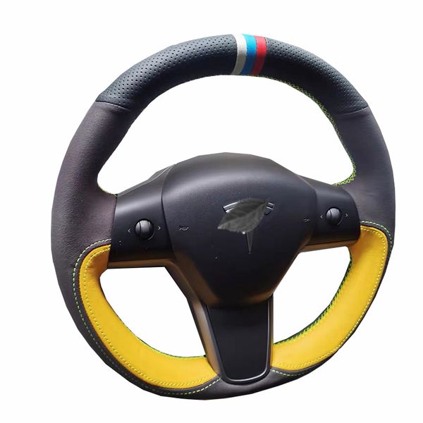 

suede steering wheel cover for tesla model3 / y / x / s