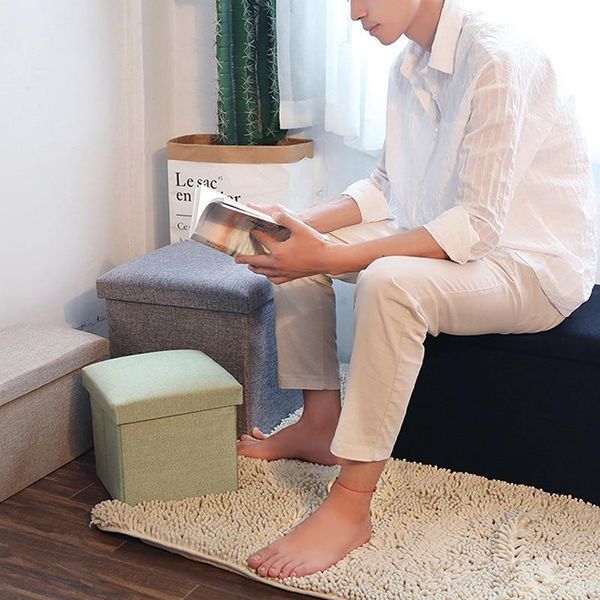 

folding shoe bench footstool can sit simple fabric toy book storage stool box kitchen sundries clothing blankets organizer boxes bottles & j