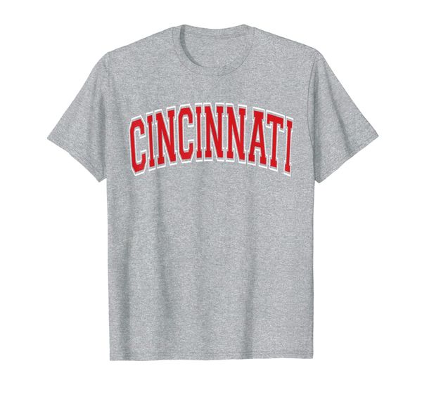 

cincinnati t shirt - varsity style red text, White;black