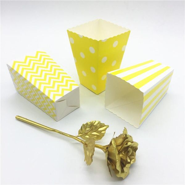 

gift wrap 6/12pcs corn candy sanck favor bag dot wave striped paper popcorn box xmas wedding kid birthday party decoration
