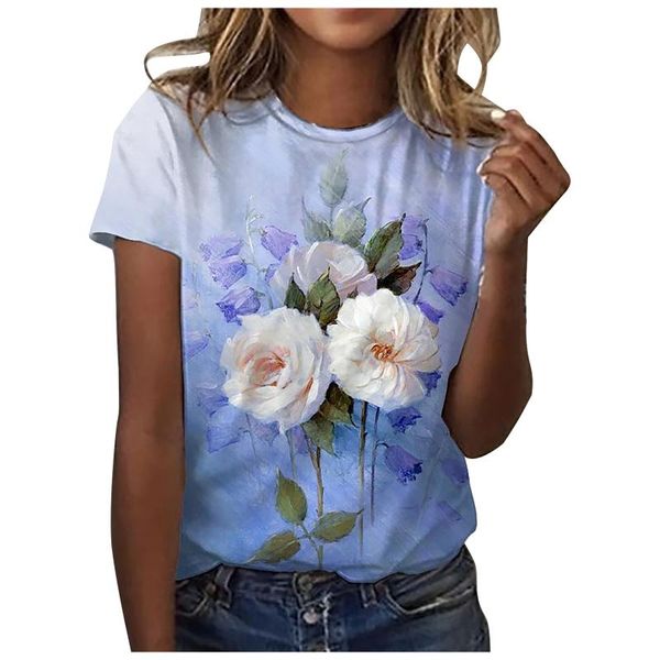 

women's t-shirt tshirt oversize women tshrts plus size femme short sleeve flower printed o neck tank t shirt poleras mujer #bl2, White