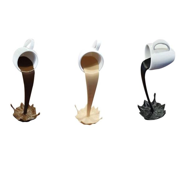 

decoration home floating magic splash spilling coffee cup sculpture room decor figurines statues desk accessories decorative objects &