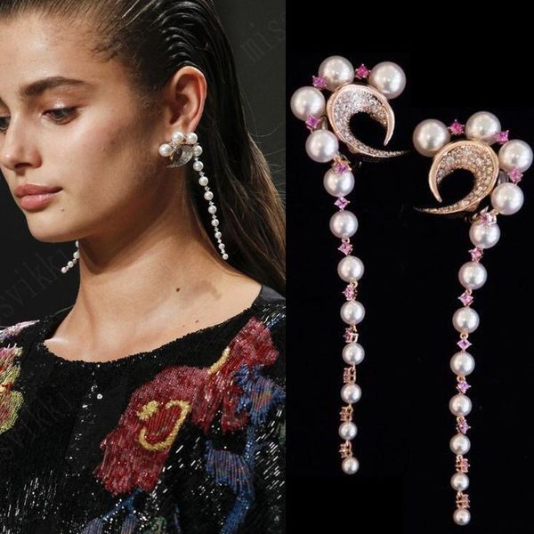 

dangle & chandelier missvikki luxury long pearls pendant earring enthusiasm jewelery for women fashion wedding daily jewelry, Silver