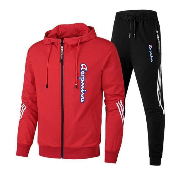 

men's tracksuits track suit set printed jacket + sweatpant sets fashion 2 piece outfits autumn winter ropa para hombre hoodie and pant, Gray