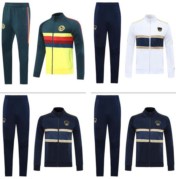 

club de futbol america long sleeve jacket suit kit soccer jersey yellow blue training uniform blue football suits jacket+pantseeww, Black