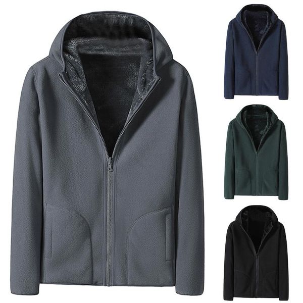 

men's jackets men fleece coat hooded jacket 2021 winter casual solid parka fashion autumn outwear warm m-4xl, Black;brown