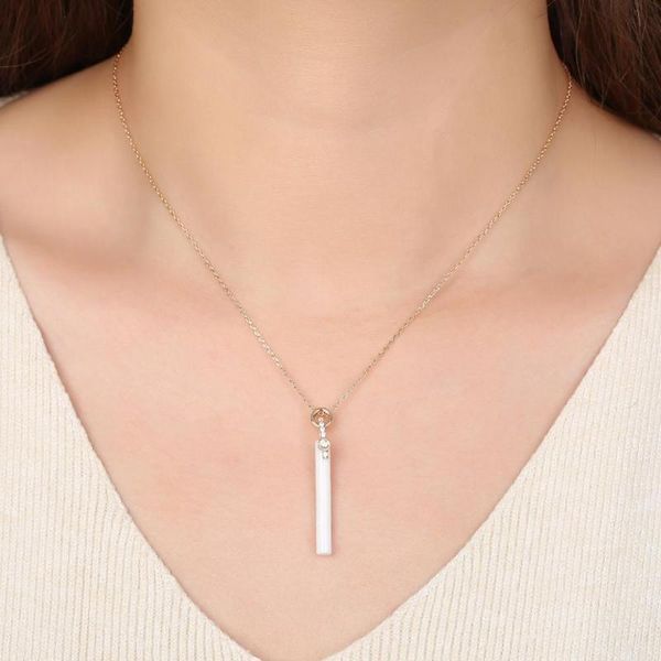 

winter fashion simple square round pillar necklace ceramics women choker sweet clavicle chain for party birthday gifts pendant necklaces, Silver