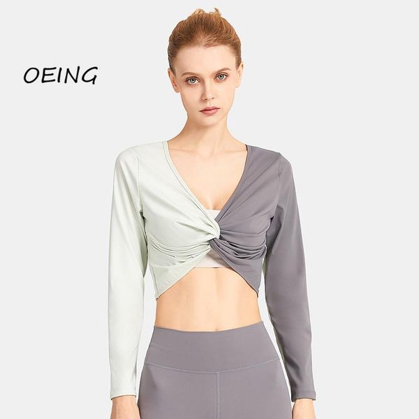 

yoga outfit entgoing crop long sleeve women wear for fitness running gym woman sport shirt top