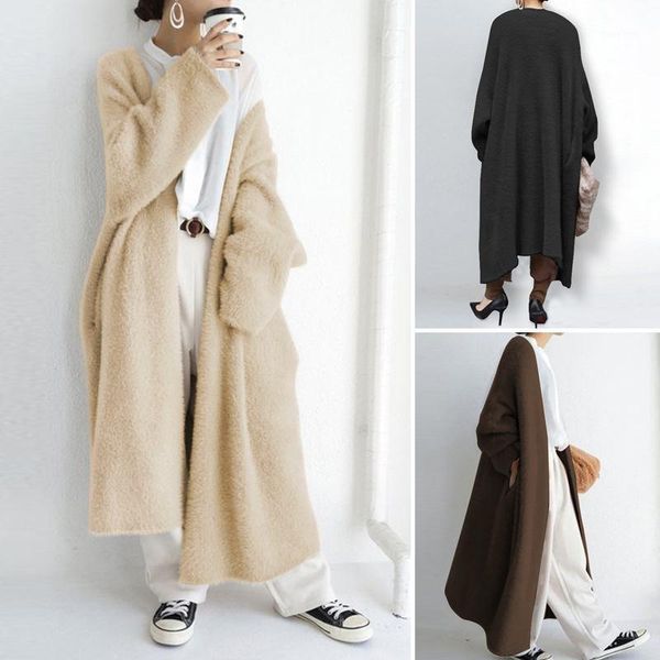 

women's jackets women's women long sleeve faux fur plush fluffy coats winter autumn open front cardigan casual solid outwear warm, Black;brown