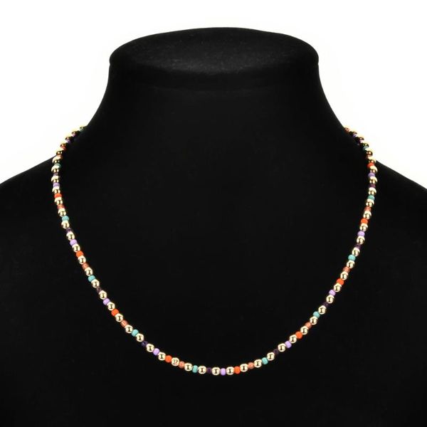 

chokers zmzy boho color rainbow women necklace fashion handmade multicolor beads bohemia delicate choker jewelry friend gift, Golden;silver