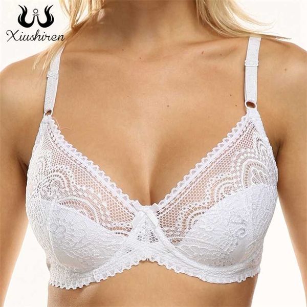 

xiushiren floral lace bralette ultrathin deep v bra unlined push up brassiere for women underwear intimates 211110, Red;black