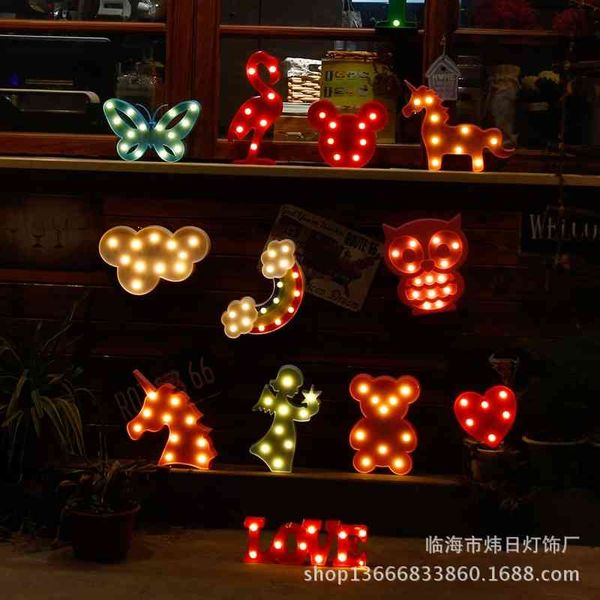 

flamingo cactus pineapple five pointed star letter small night decoration led modeling lamp