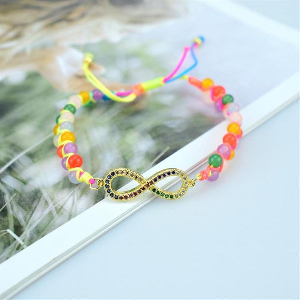 

tennis 2021 cz zircon ladies fashion bracelet hand-woven colorful lucky stone charm anniversary jewelry gift, Golden;silver