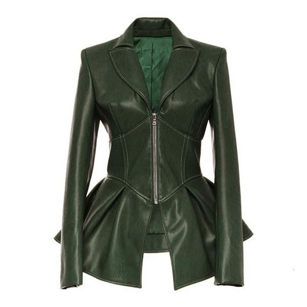 

women's leather & faux [ewq] biker style patchwork irregular jacket women lapel collar long sleeve high wait tunic female coat 2021 fas, Black