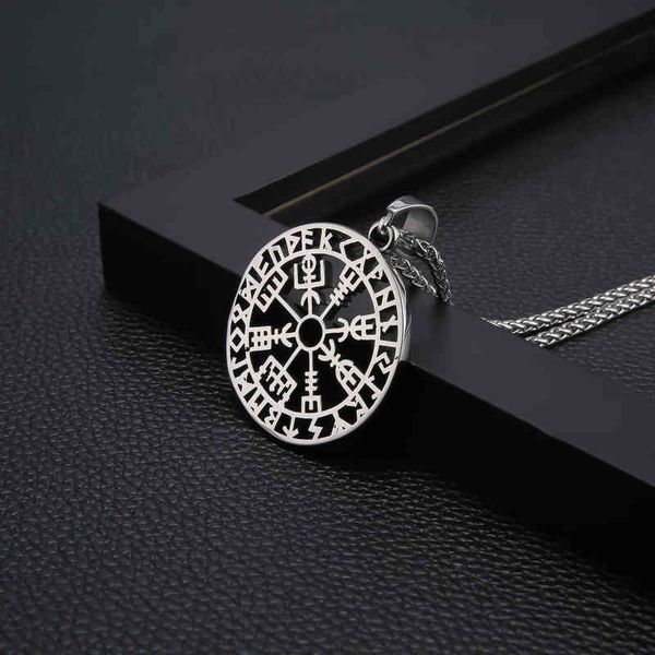 

accessories nordic viking national style body protection hollow rune steel men's pendant necklace, Silver
