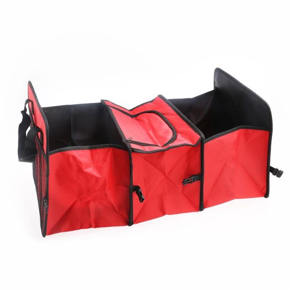 

car organizer multi-purpose boot folding storage bag box insulated cooler (red)