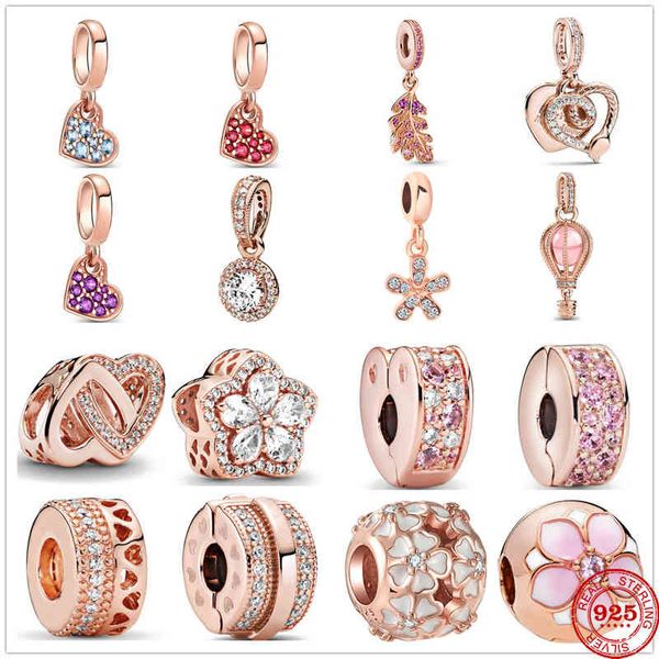 

new rose gold openwork woven infinity daisy air balloon clip charm fit pandora charms silver 925 original bracelets bangles