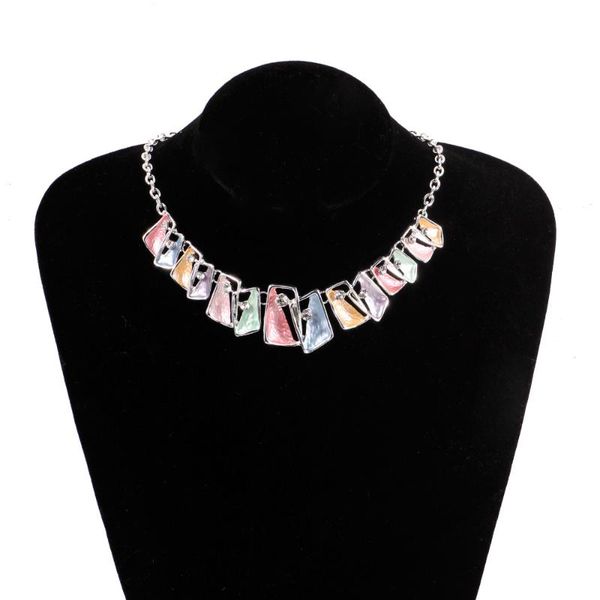 

alloy colorful multicolor oil drop necklace chokers, Golden;silver