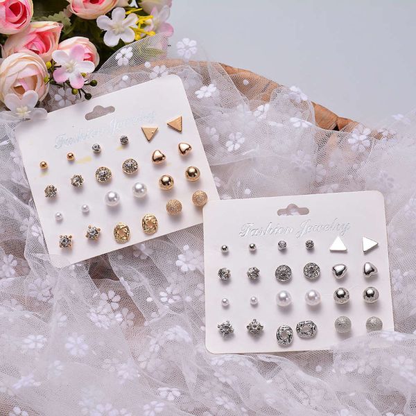 

simple small earrings set combined female alloy card pairs earrings