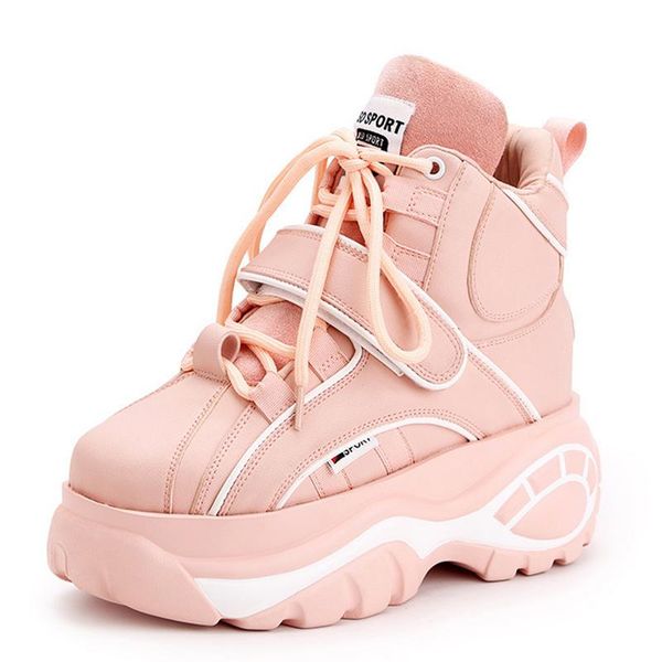 

boots platform women ankle sneaker high heel casual chunky autumn punk female winter thick-soled footwear, Black